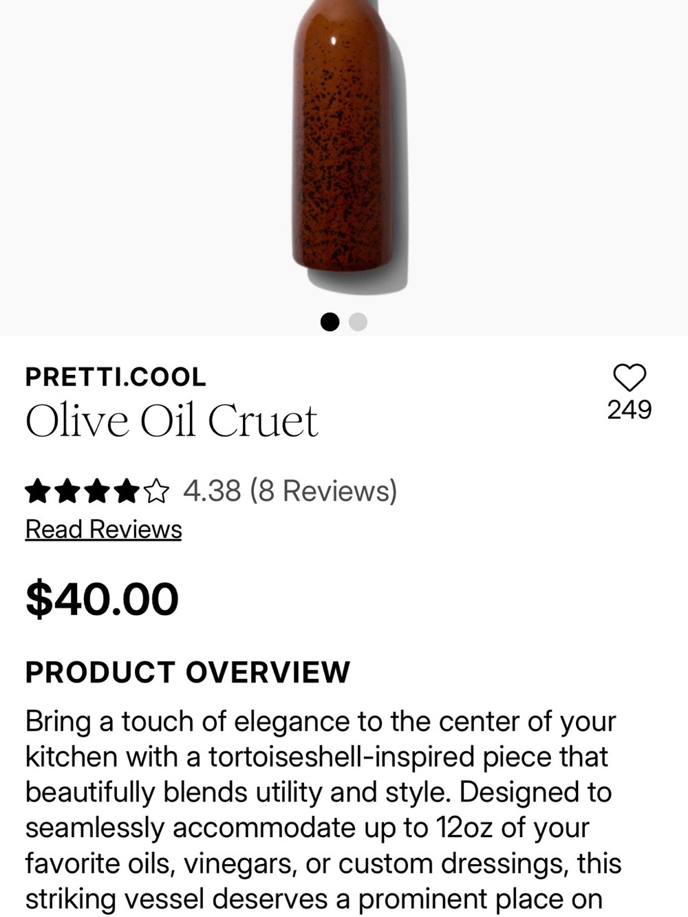 Tortoiseshell Brown Olive Oil Cruet